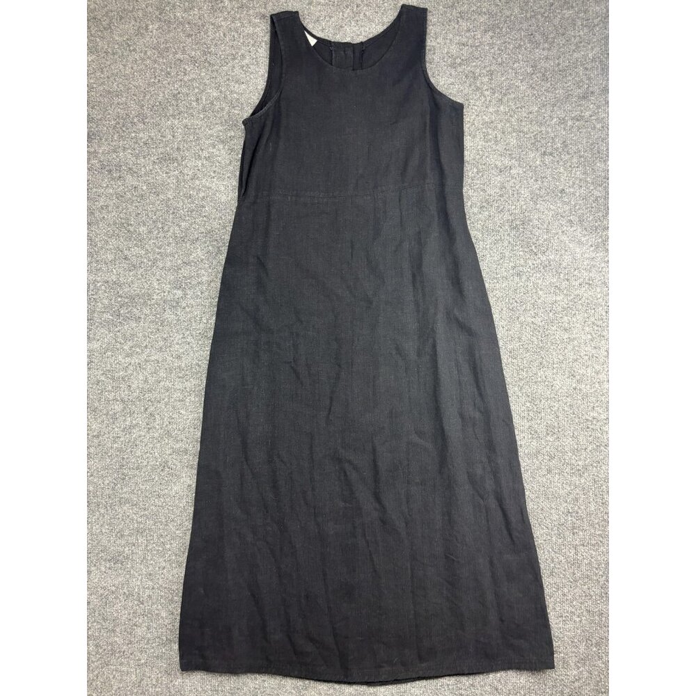 Basic‎ Threads Santa Monica Dress Womens S Linen Sleeveless Button Back USA
